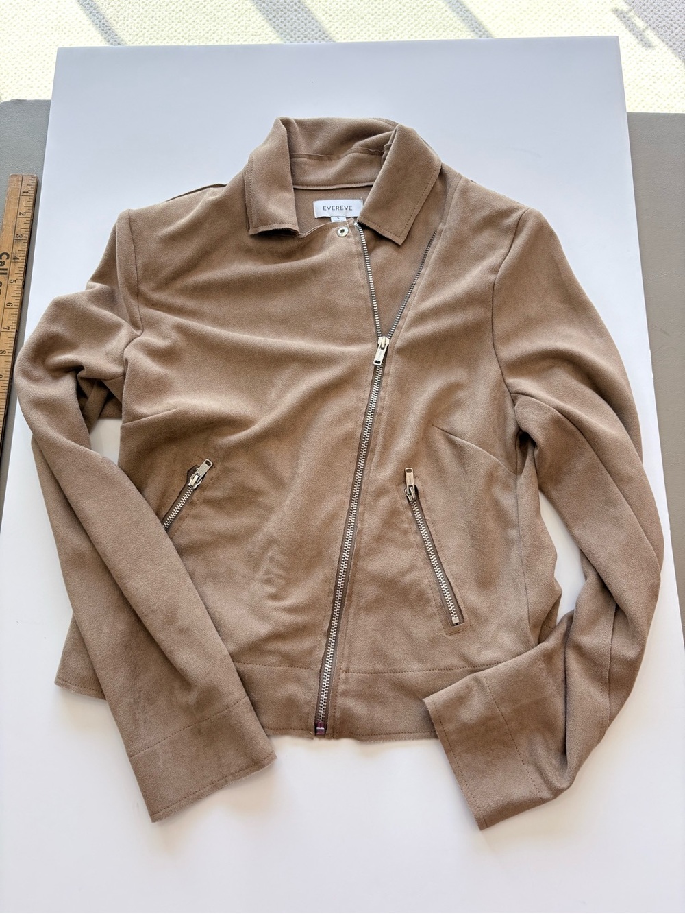 Evereve Taupe Suede Moto Jacket